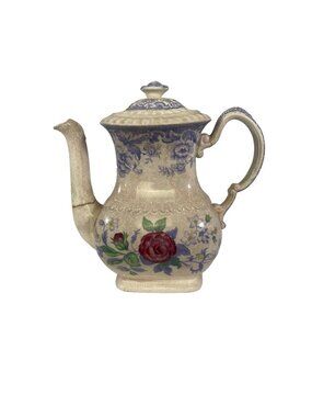VTG Copeland SPODE Mayflower Coffee or Tea Pot Lavender British Flowers Damaged
